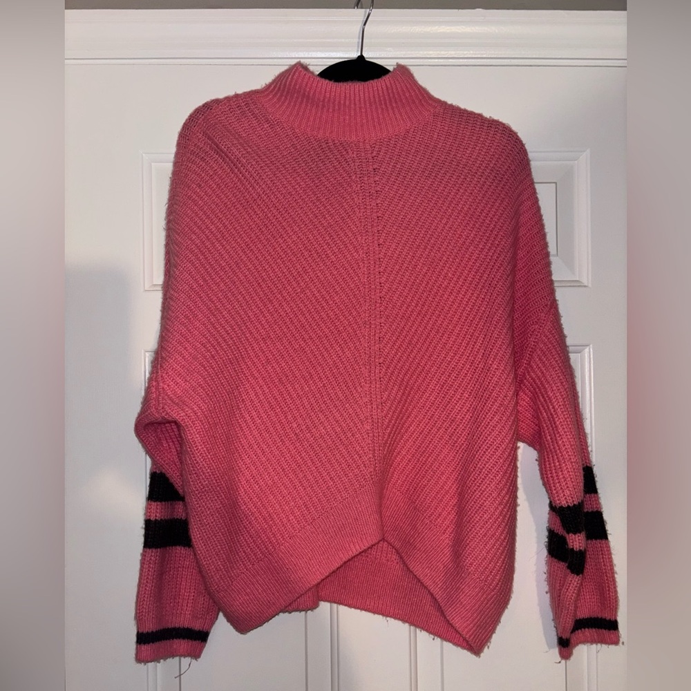 Pink Sweater with Black Accents